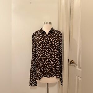 The Limited Silk Black and Cream Polka Dot Blouse NWT